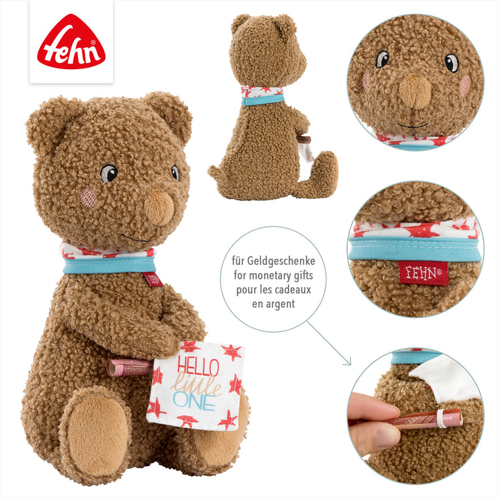 Detailansicht des Baby Kuscheltier Bär mit Schlaufe für Geldgeschenk