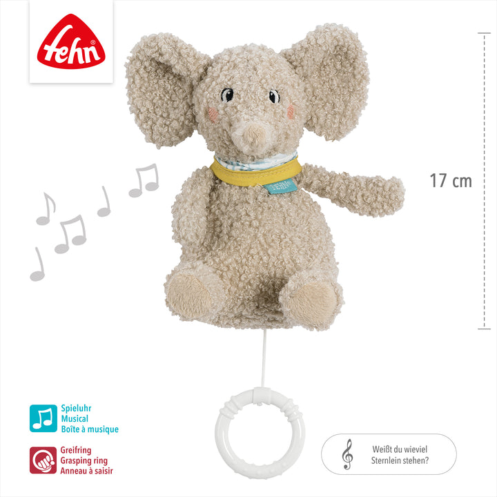 Baby Spieluhr Elefant, 17 cm, mit Melodie "Weißt du wie viel Sternlein stehen"
