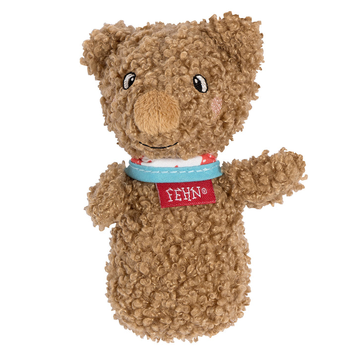 Baby Mini-Rassel Bär aus weichem Curly-Stoff