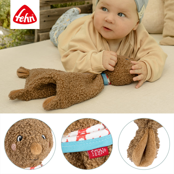 Detailansicht des Baby Schmusetuchs Bär