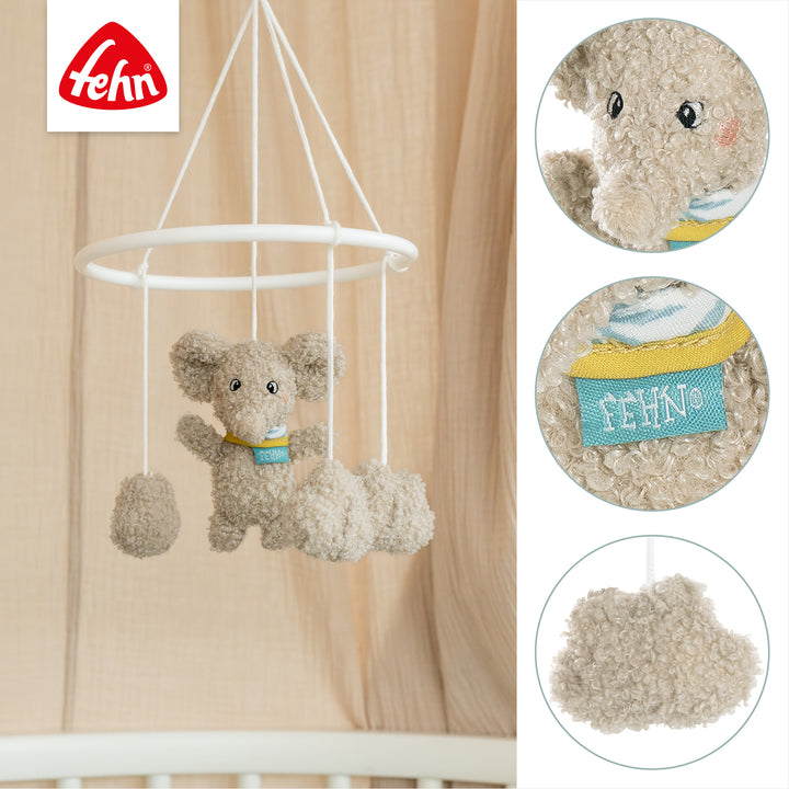 Detailansicht des Baby Deko-Mobile Elefant mit Plüschfiguren