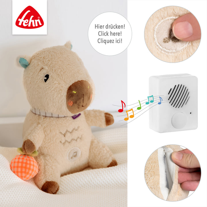 Details der Baby Einschlafhilfe Capybara mit Soundmodul &amp; einfacher Bedienung