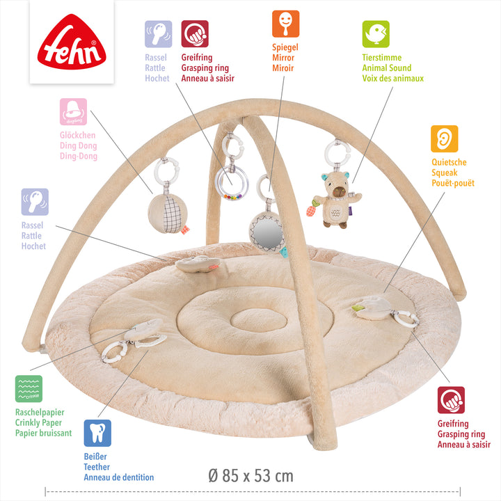 Baby 3-D-Activity-Decke Capybara mit abnehmbaren Spielelementen, Ø 85 x 53 cm