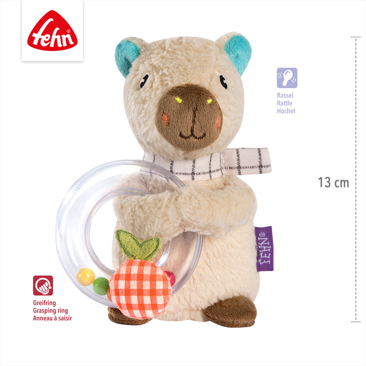 Baby Rasselring Capybara, 13 cm