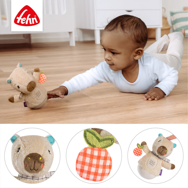 Details des Baby Mini-Stehauf Capybara mit integriertem Glöckchen