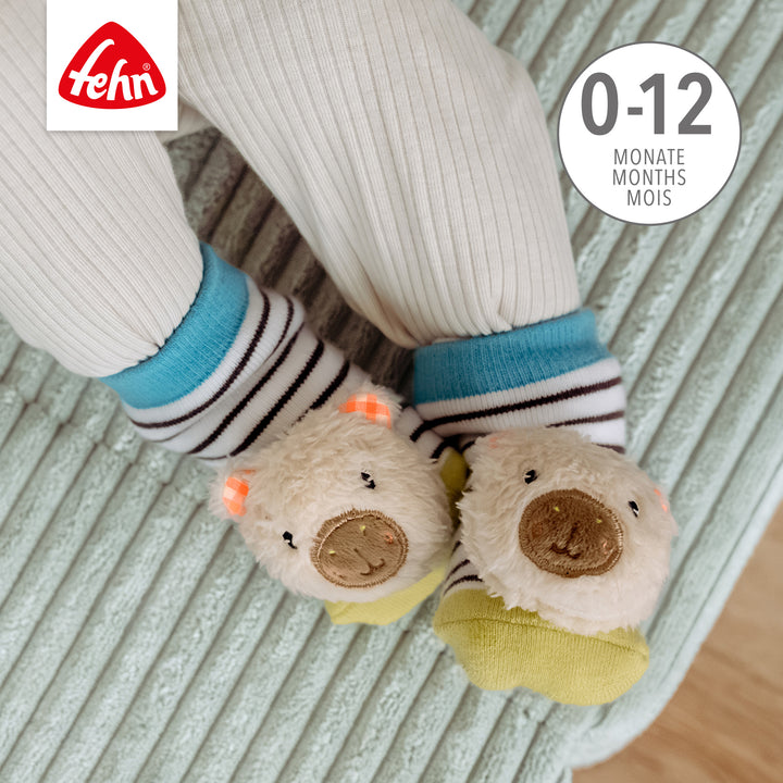 Baby Rasselsocken Capybara, für Babys von 0-12 Monaten