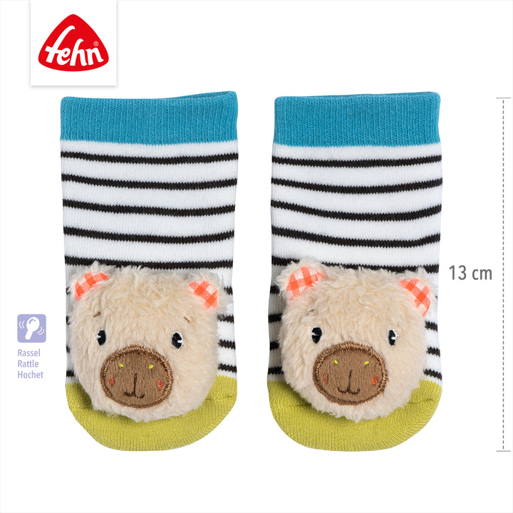 Baby Rasselsocken Capybara, 13 cm lang