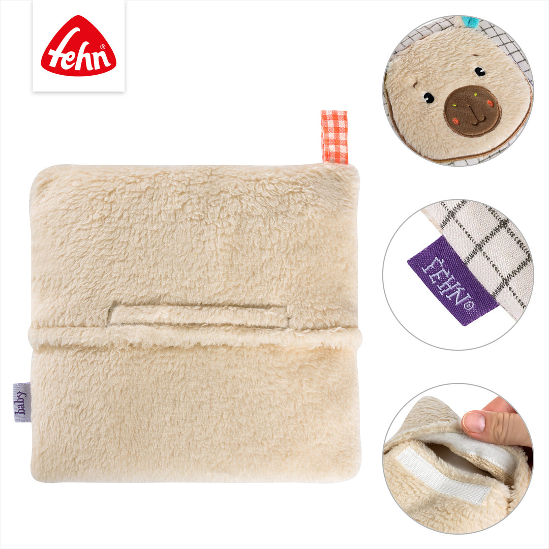 Details des Baby Kirschkernkissen Capybara mit Klettverschluss