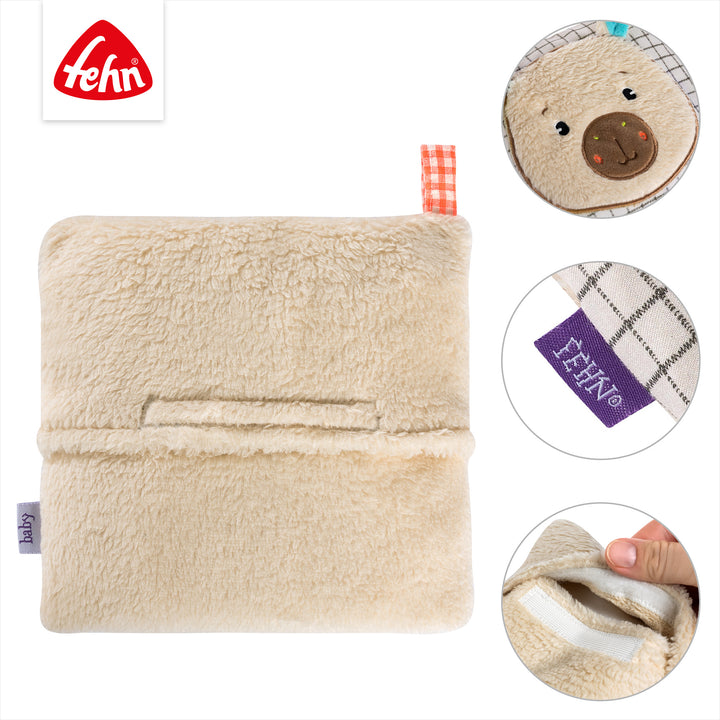 Details des Baby Kirschkernkissen Capybara mit Klettverschluss
