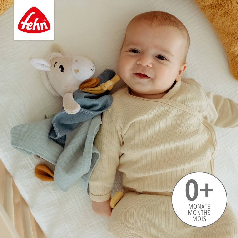 Baby kuschelt mit Baby Schmusetuch Pferd Deluxe