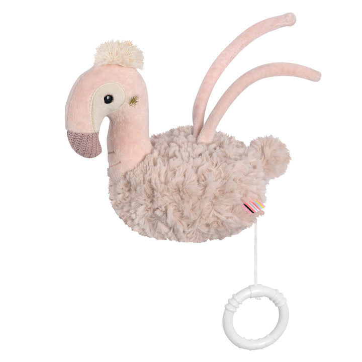 Baby Spieluhr Flamingo mit Greifring zum Aufziehen