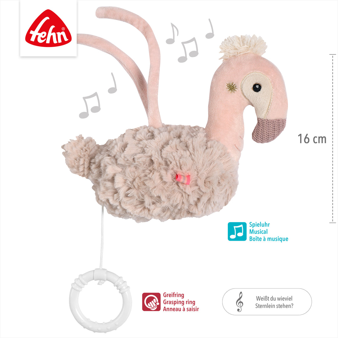 Spieluhr Flamingo, 16 cm, Melodie "Weißt du wie viel Sternlein stehen"
