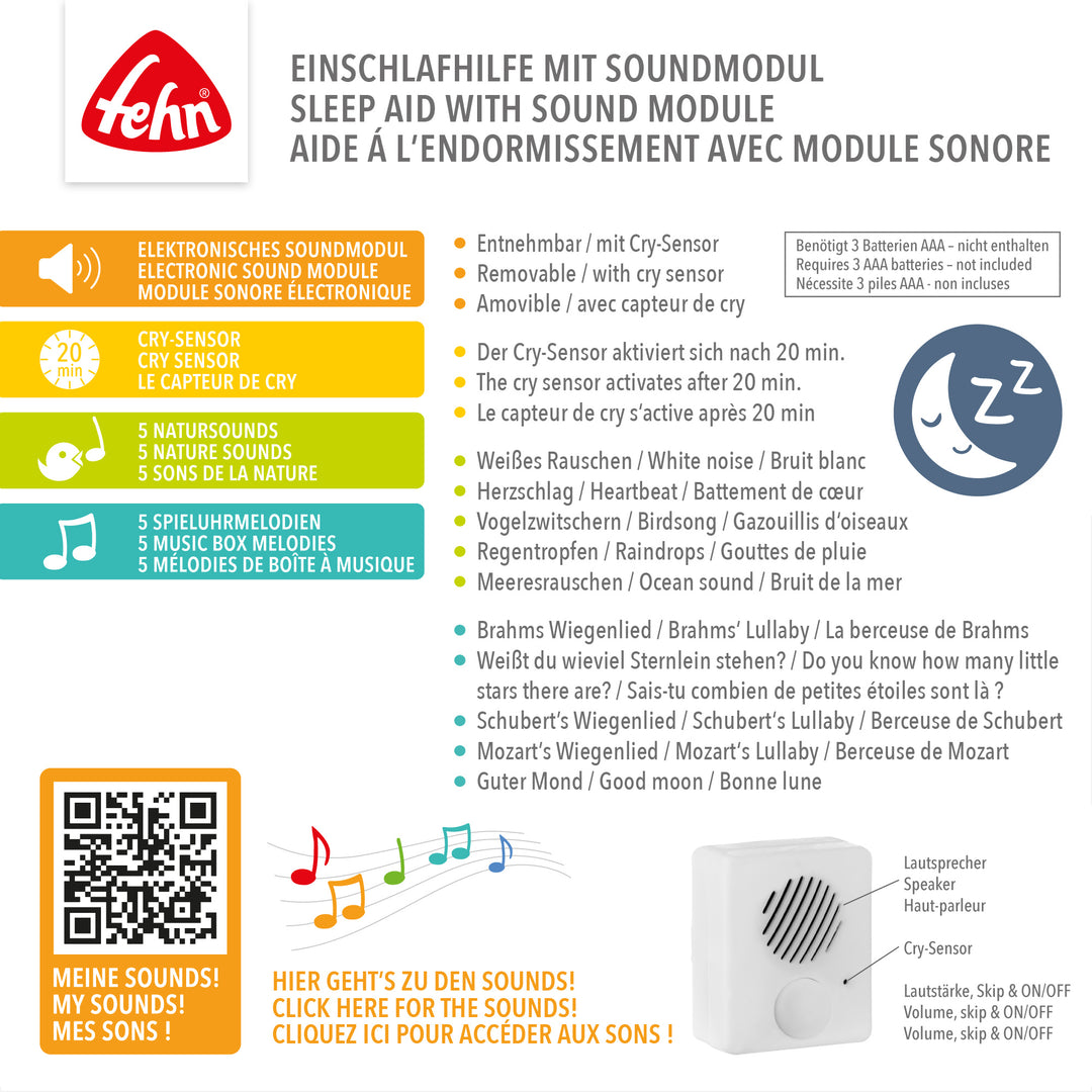 Baby Einschlafhilfe Faultier mit Cry-Sensor, Naturgeräuschen &amp; Schlafliedern