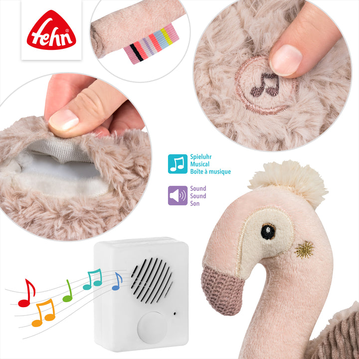 Details der Baby Einschlafhilfe Flamingo mit Soundmodul &amp; einfacher Bedienung