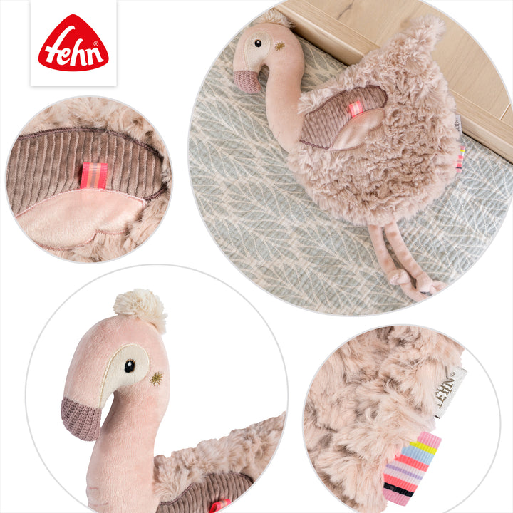 Detailansicht des Baby Schmusetuchs Flamingo