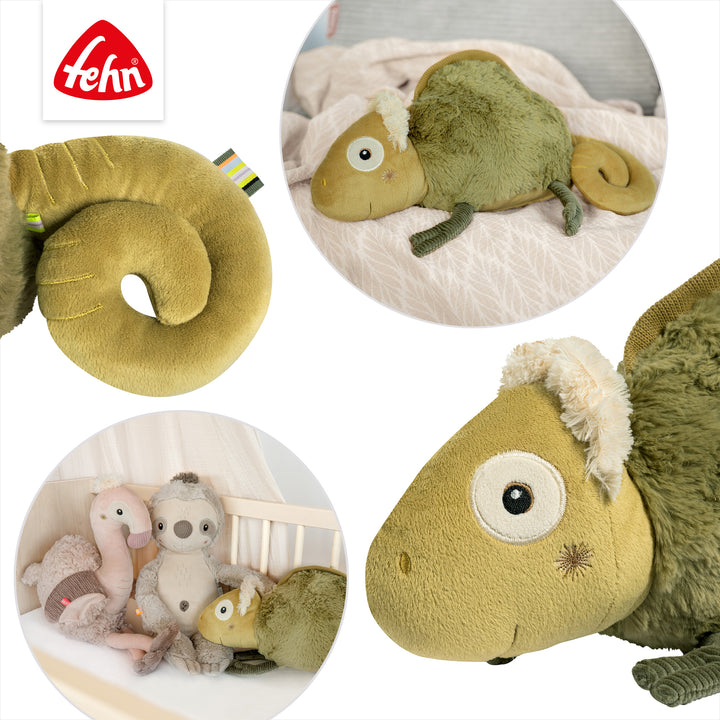Detailansicht des Baby Kuscheltier Chamäleon XL