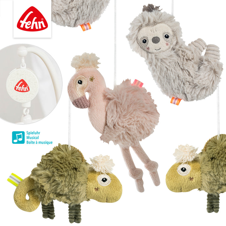 Detailansicht des Baby Musik-Mobile Lazy, Crazy &amp; Pink mit Plüschfiguren