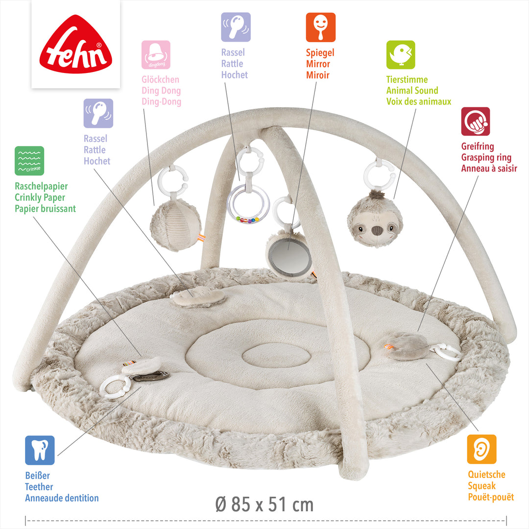 Baby 3-D-Activity-Decke Faultier mit abnehmbaren Spielelementen, Ø 85 x 51 cm