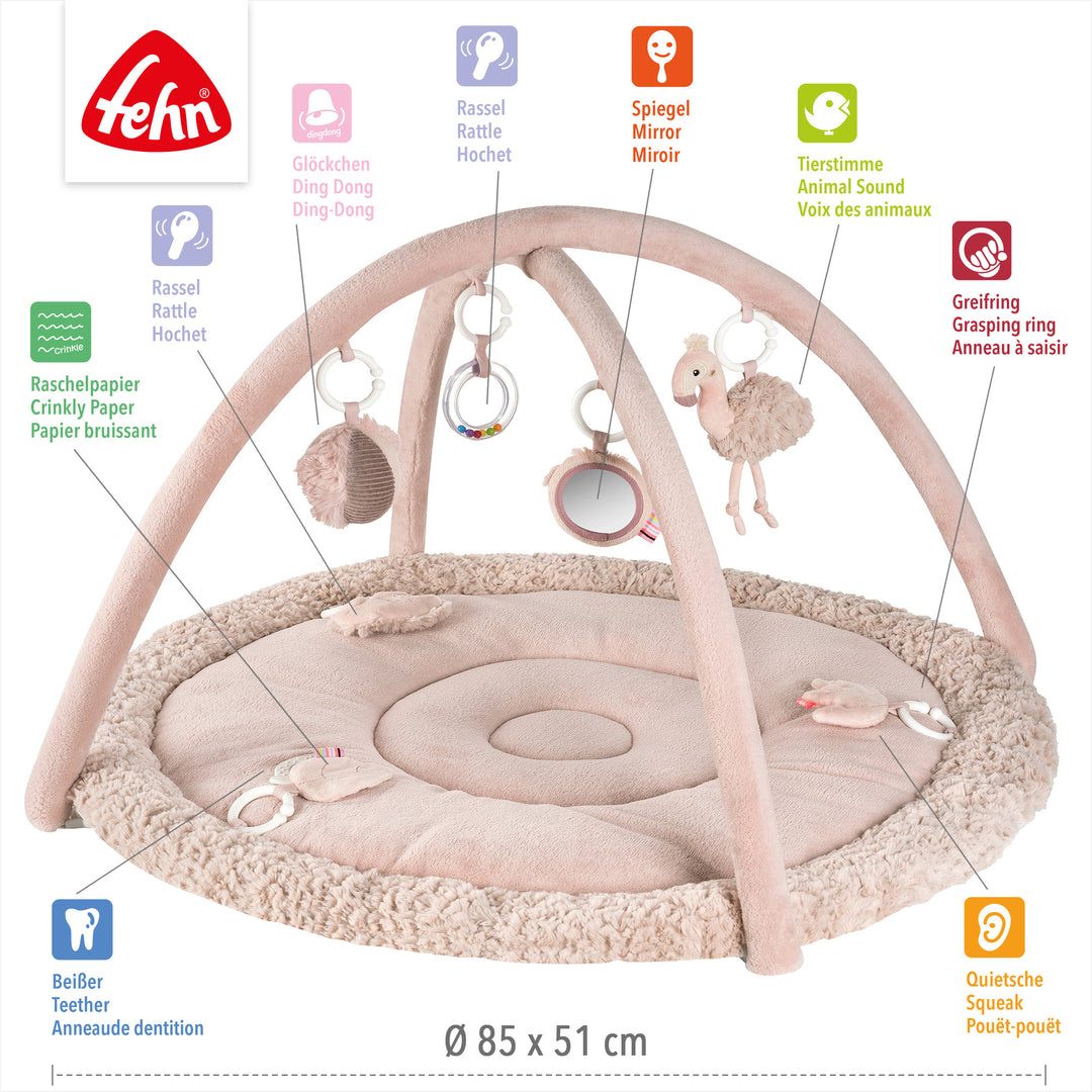 Baby 3-D-Activity-Decke Flamingo mit abnehmbaren Spielelementen, Ø 85 x 51 cm
