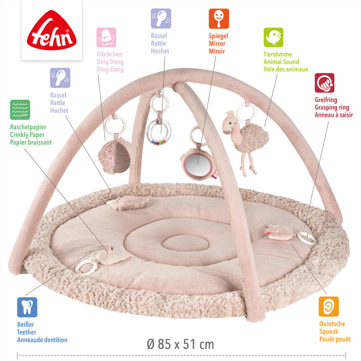 Baby 3-D-Activity-Decke Flamingo mit abnehmbaren Spielelementen, Ø 85 x 51 cm