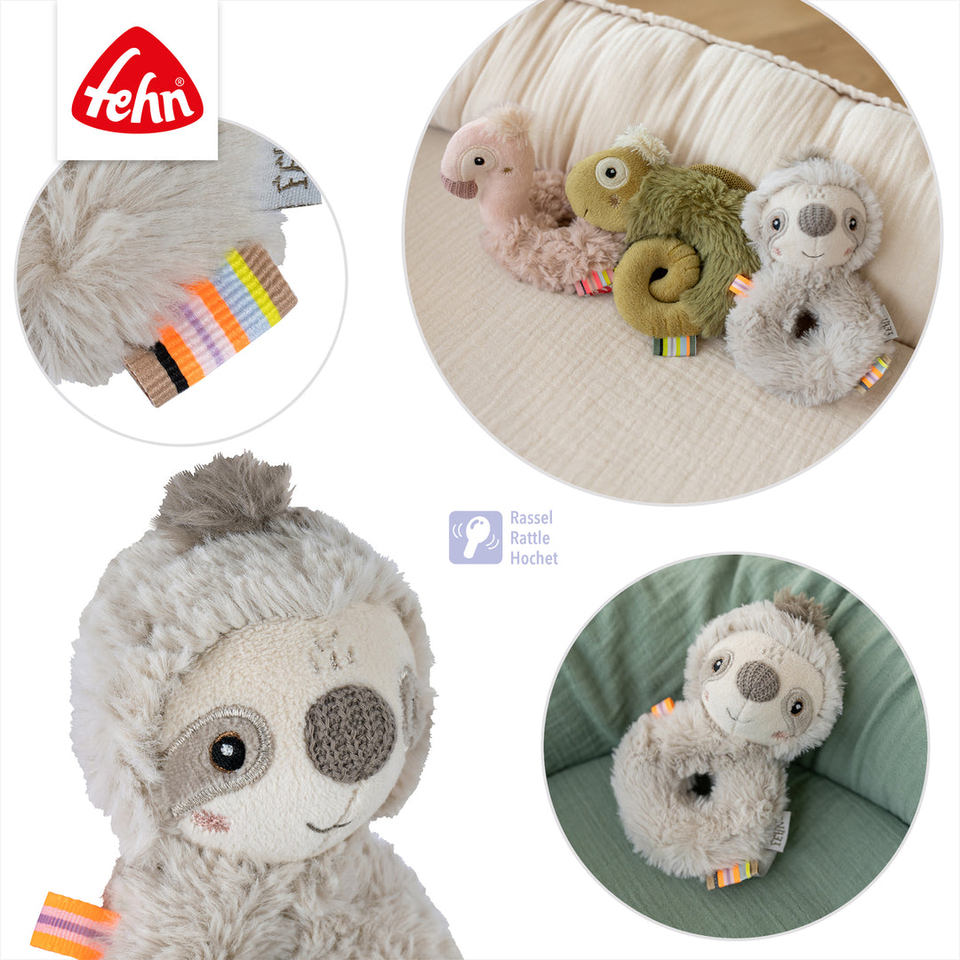 Detailansicht des Baby Ring-Greiflings Faultier mit integrierter Rassel