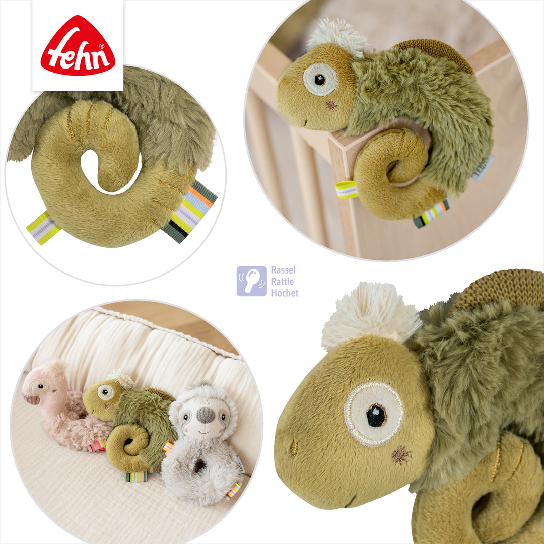 Detailansicht des Baby Ring-Greiflings Chamäleon mit integrierter Rassel
