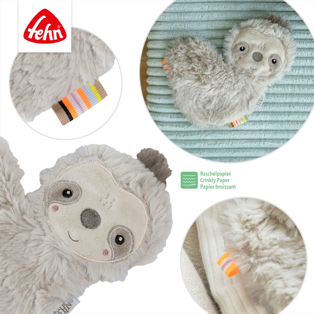 Detailansicht des Baby Knister-Faultiers mit integriertem Raschelpapier