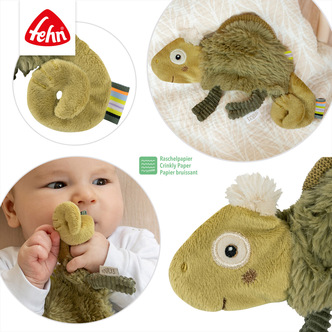 Detailansicht des Baby Knister-Chamäleons mit integriertem Raschelpapier