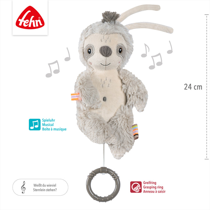 Spieluhr Faultier, 24 cm, Melodie "Weißt du wie viel Sternlein stehen"