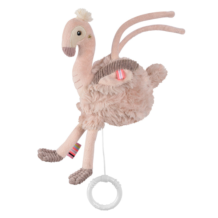 Baby Spieluhr Flamingo mit Greifring zum Aufziehen