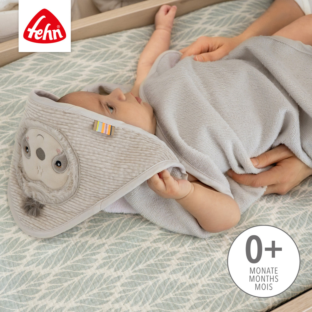 Baby Kapuzenbadetuch Faultier aus weichem Frottee