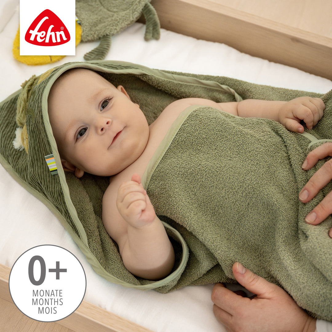 Baby Kapuzenbadetuch Chamäleon aus weichem Frottee