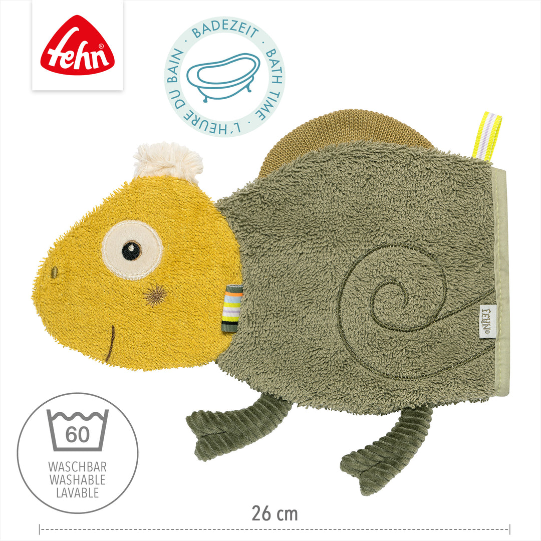 Baby Waschhandschuh Chamäleon, 26 cm, waschbar bei 60°C