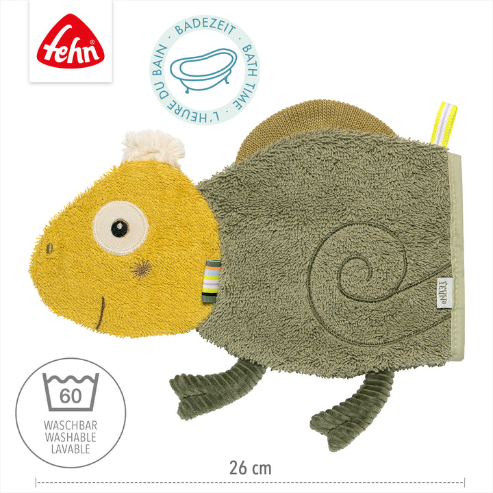 Baby Waschhandschuh Chamäleon, 26 cm, waschbar bei 60°C