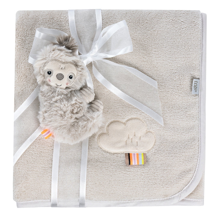 Baby Kuscheldecke Faultier mit Greifling