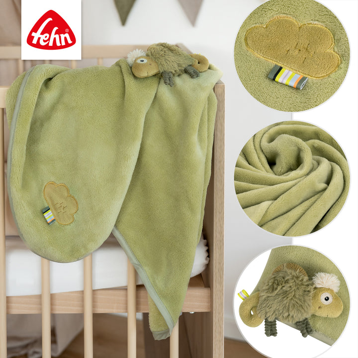 Details der Baby Kuscheldecke Chamäleon mit Applikation