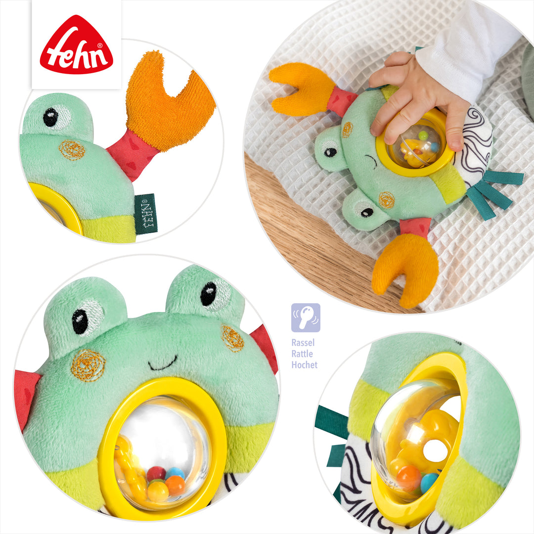 Detailansicht der Baby Drehballrassel Krabbe mit integrierter Rassel