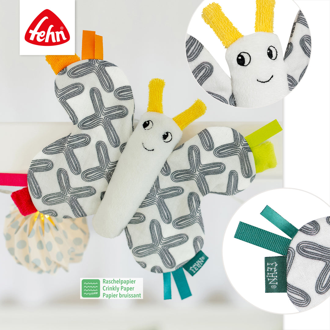 Detailansicht des Baby Knister-Schmetterlings mit integriertem Raschelpapier