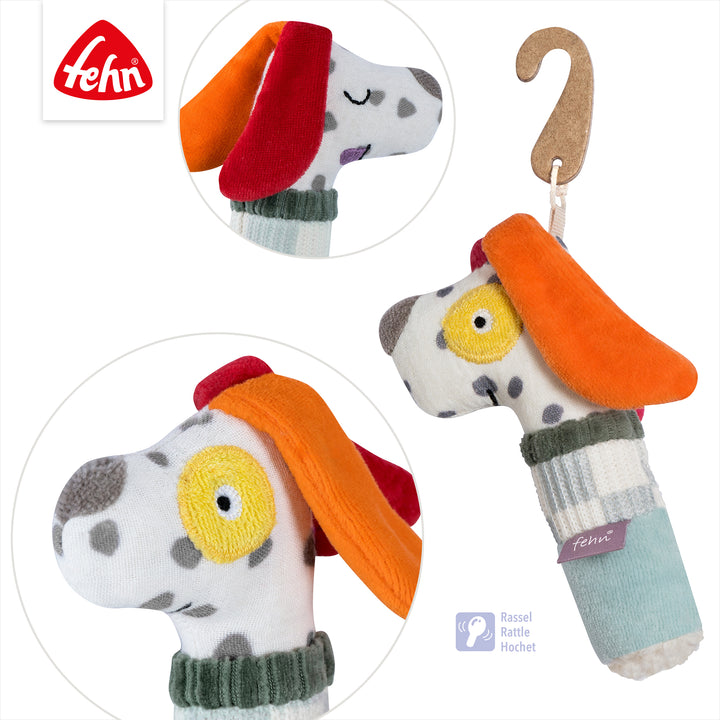 Details der Baby Stabrassel Hund mit integrierter Rassel