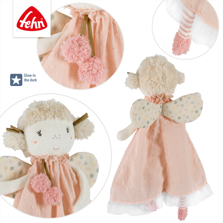 Detailansicht des Baby Schmusetuchs Fee mit Glow in the dark-Bestickung