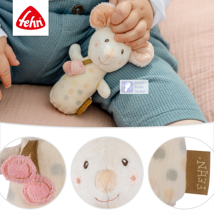 Detailansicht der Baby Mini-Rassel Maus mit integrierter Rassel