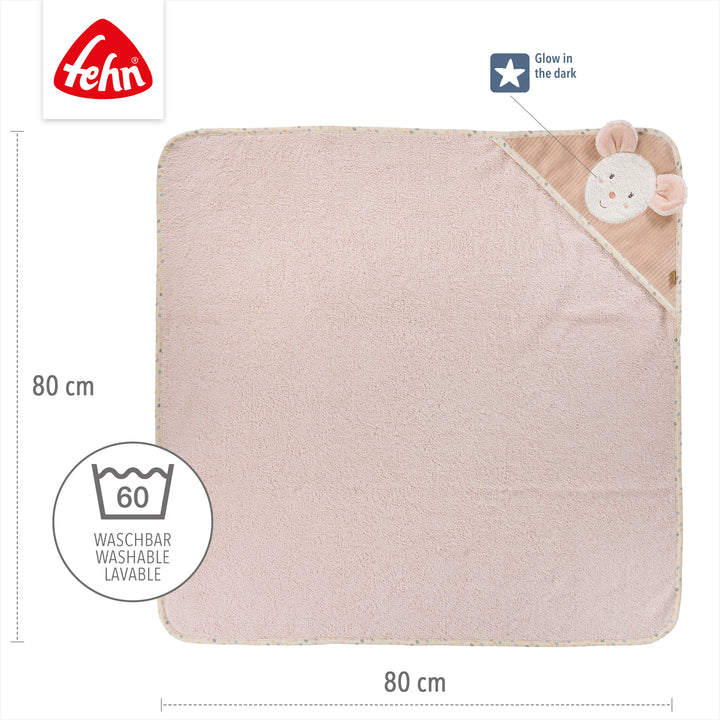 Baby Kapuzenbadetuch Maus, 80 x 80 cm, waschbar bei 60°C