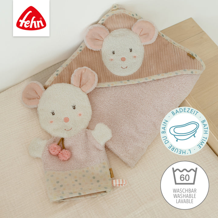 Baby Waschhandschuh Maus aus weichem Frottee