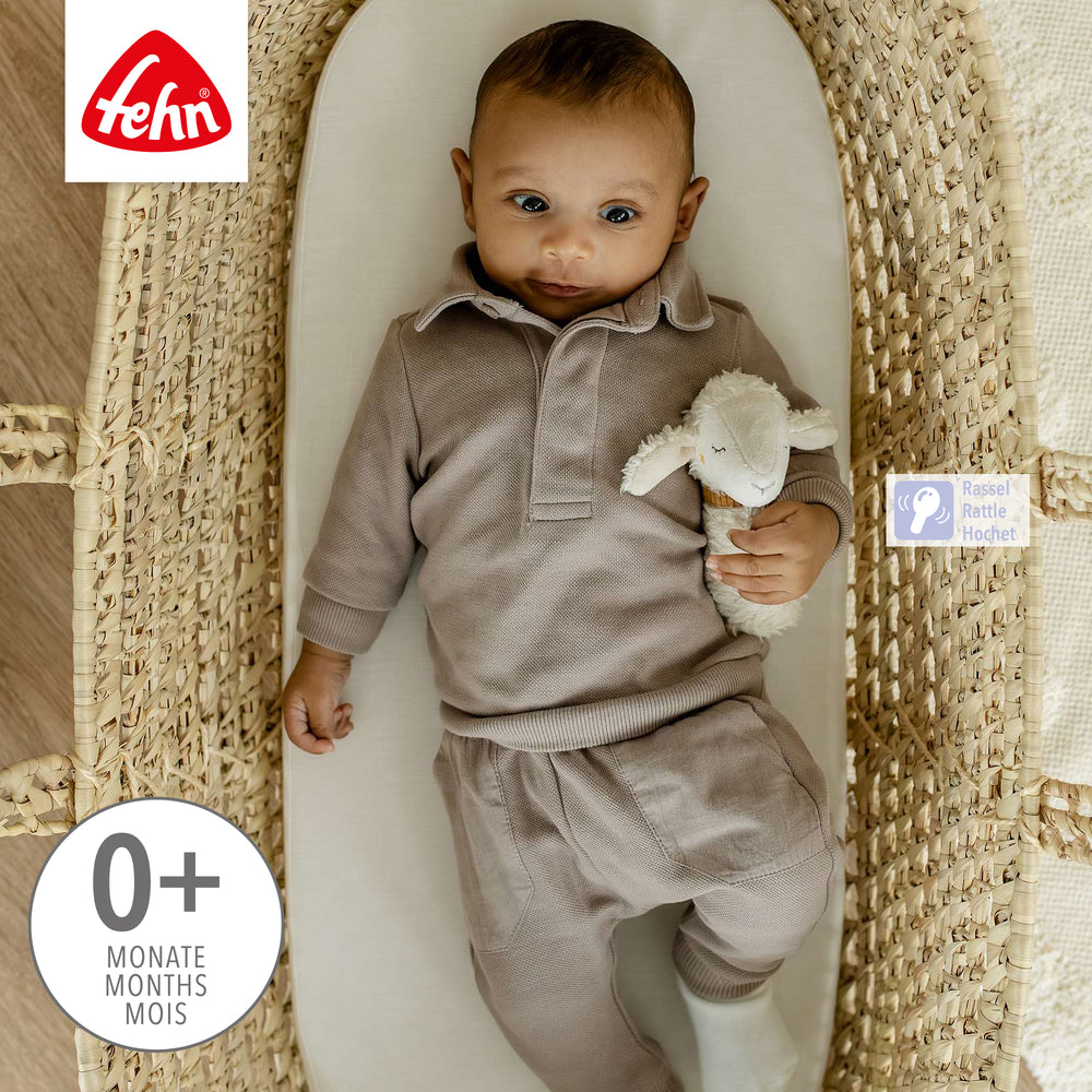 Baby hält Baby Stabrassel Schaf