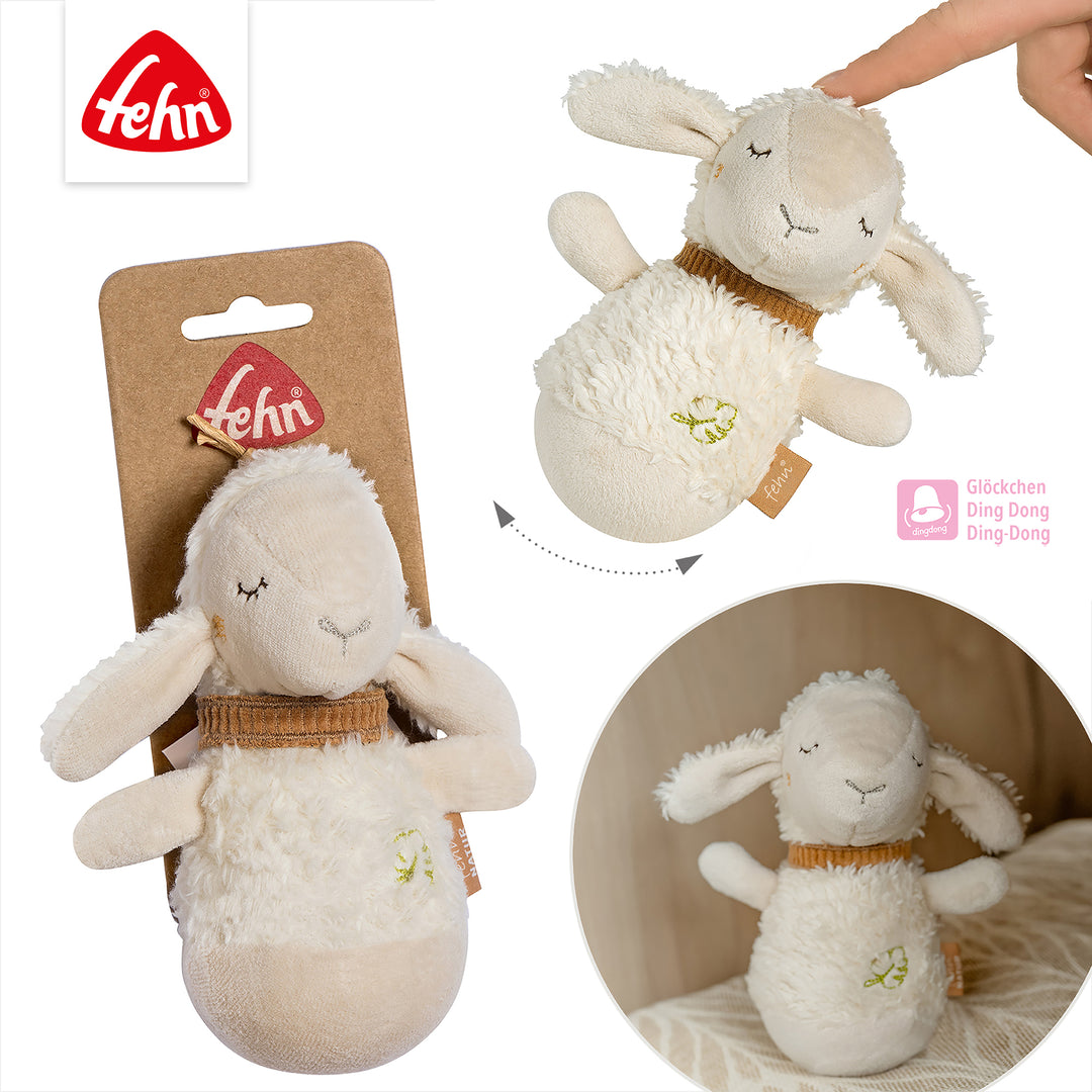 Details des Baby Mini-Stehauf Schaf mit integriertem Glöckchen