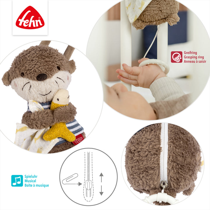 Detailansicht der Baby Spieluhr Otter mit Reißverschluss