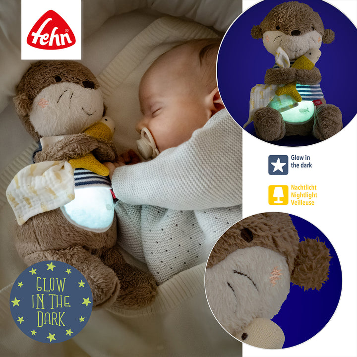 Baby Kuscheltier Otter mit Glow in the Dark-Bestickung und Nachtlichtfunktion