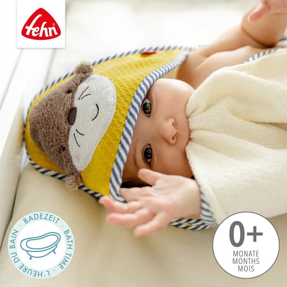 Baby Kapuzenbadetuch Otter aus weichem Frottee