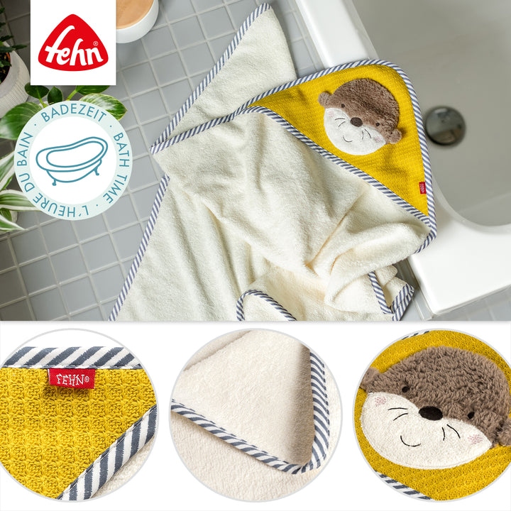 Details des Baby Kapuzenbadetuch Otter für die Badezeit