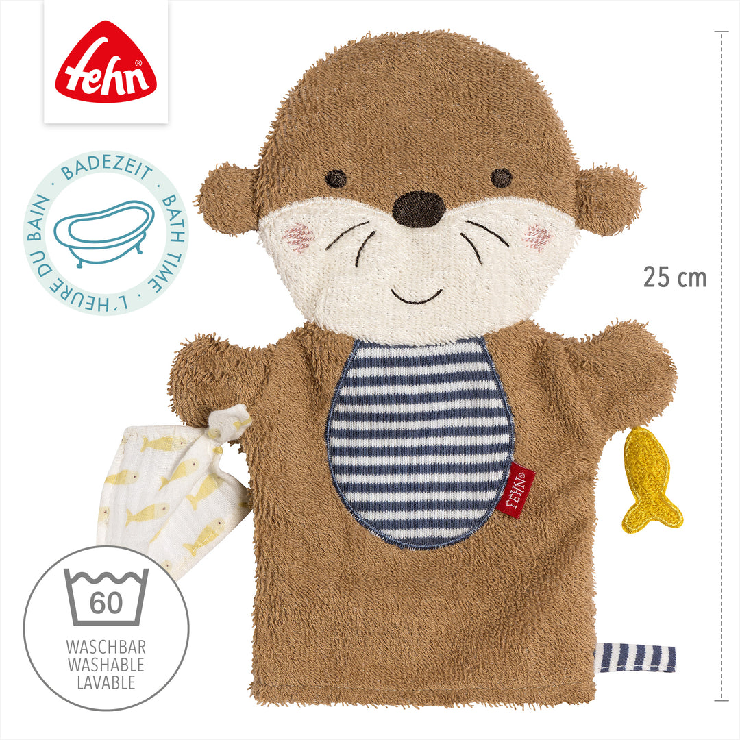 Baby Waschhandschuh Otter, 25 cm, waschbar bei 60°C
